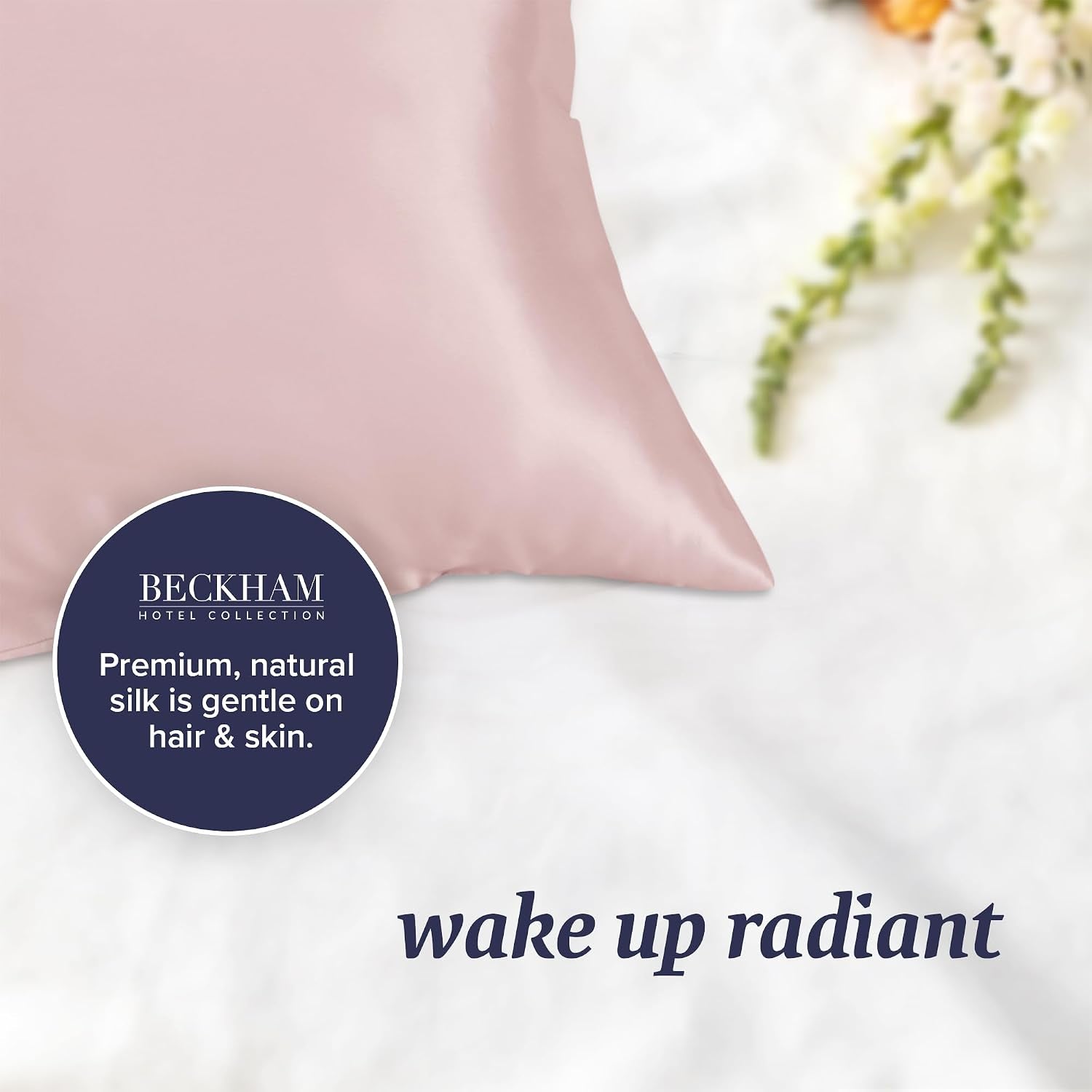 Beckham Hotel Collection Silk Pillow Case with Zipper, 100% Mulberry Silk Pillowcase for Hair & Skin, 22 Momme 6A Grade, Oeko-Tex Certified, 1PC, Queen, Cherry Pink