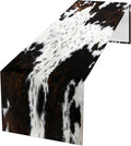 Western Cowhide Table Runner Black Brown Cow Print Table Runners Western Home Decor for Wedding Party Dinner Table Decorations 13 X 71 Inch (13X71 Inch, Black Cowhide Print)