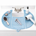 Bathroom Counter Cover & Storage Saver, Foldable Mat for Hot Tools, Hair Styling & Makeup, Beauty Brush Cleaning Mat, RV Camper Sink Cover & for Small Spaces (Standard Pacific Blue)
