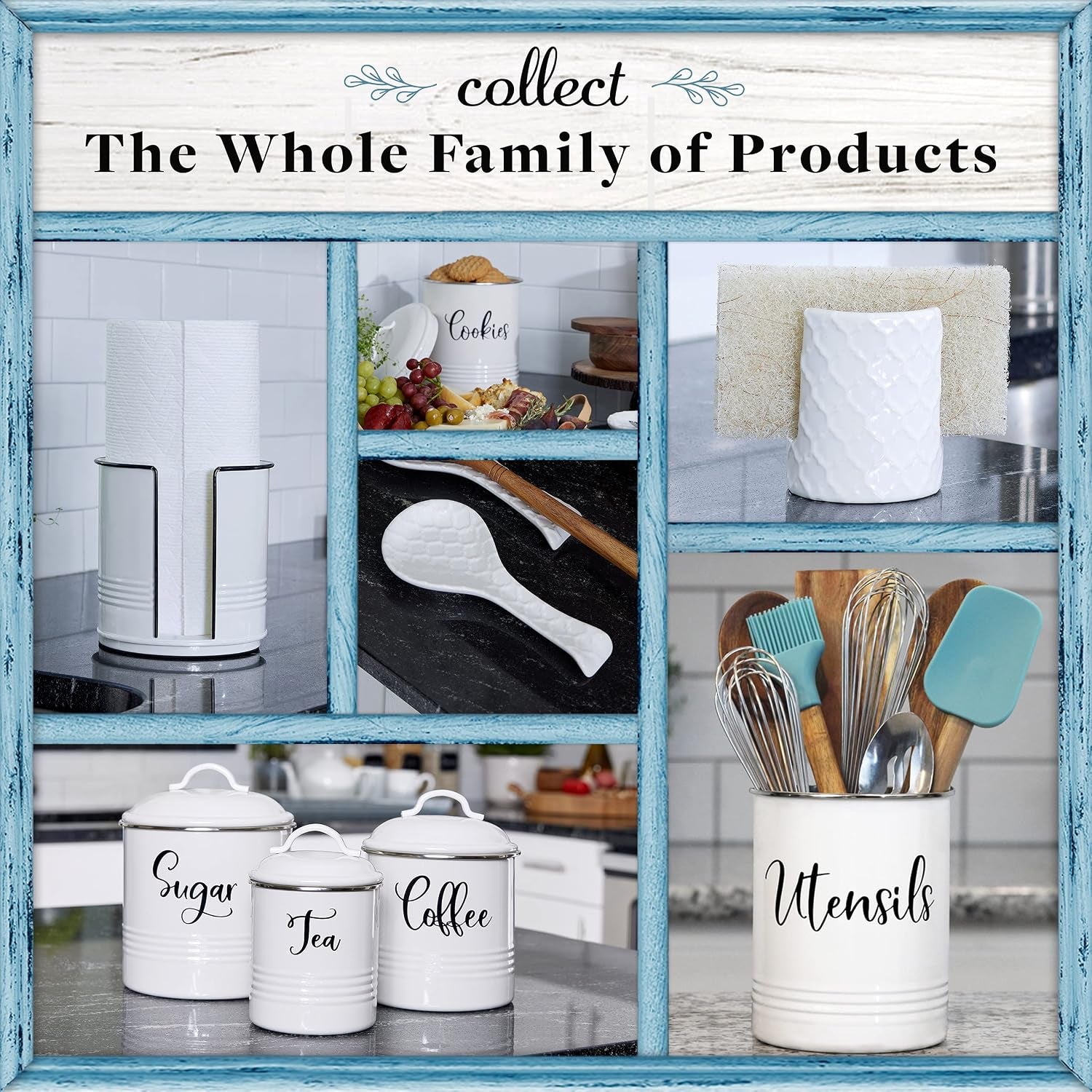 Food Storage Containers Set with Lids, Farmhouse Home Kitchen Decor Rustic Vintage Canisters