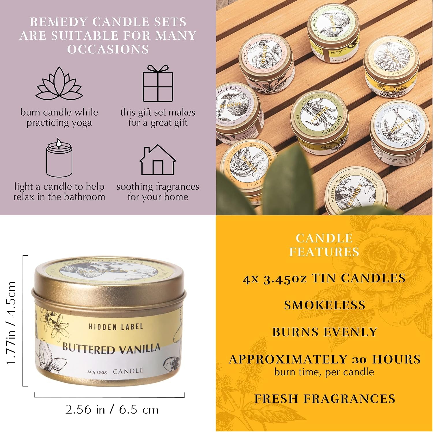 Fall Candles Set, 4 Pack Candle for Home Scented Aromatherapy Candle Gift Set for Women | Stress Relief | Meditation | Yoga | SPA | Bath, Autumn Candle Set
