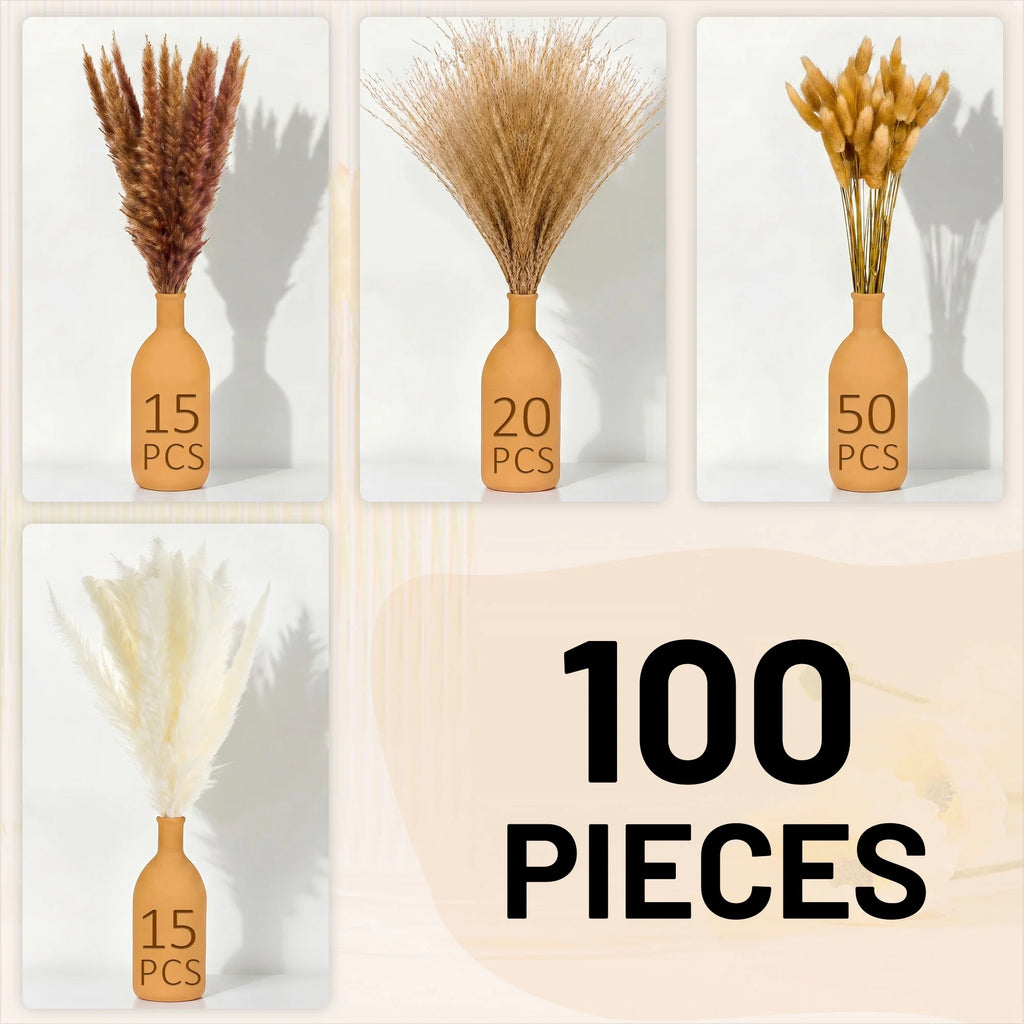 Pampas Grass Boho Decor 100 PCS Home Decoration Boho Flowers Home Table Decor Rustic Farmhouse Party 17''