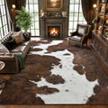 Cow Print Rugs for Living Room Bedroom, 5X7 Washable Non-Slip Low Pile Indoor Floor Rug, Carpet for Dining Room Kitchen Office Western Home Decor, Brown