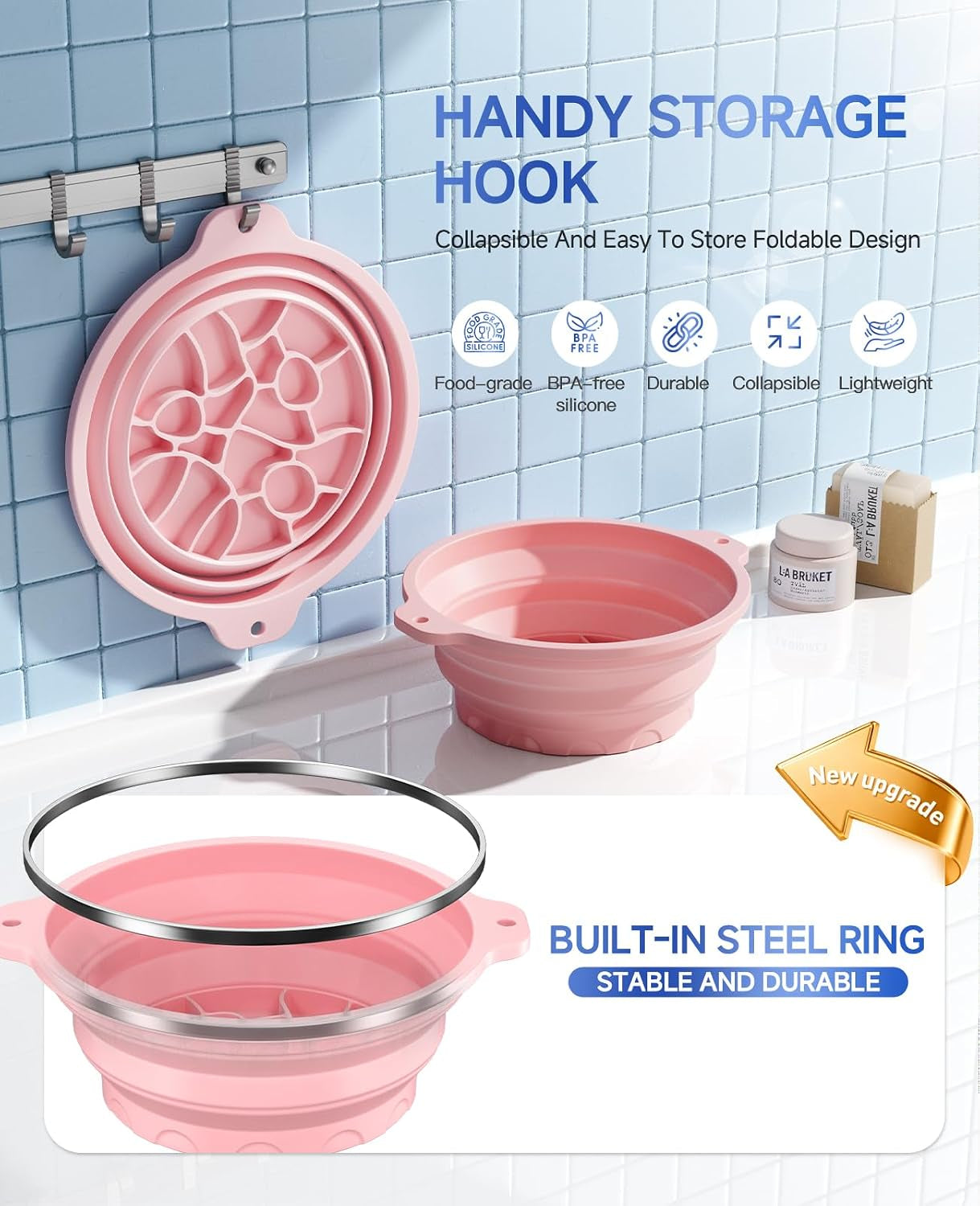 Foldable Silicone Face Ice Bath Bowl, Built-In Ice Tray for Cold Therapy Facial Basin, Skin Tightening & Puffiness Reduction, Ideal for Home, Spa & Travel Use