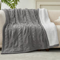 Cable Knit Throw Blanket for Couch, Chenille Sherpa Soft Cozy Throw Blankets for Sofa Chair Comfortable Home, 50"X60", Gray
