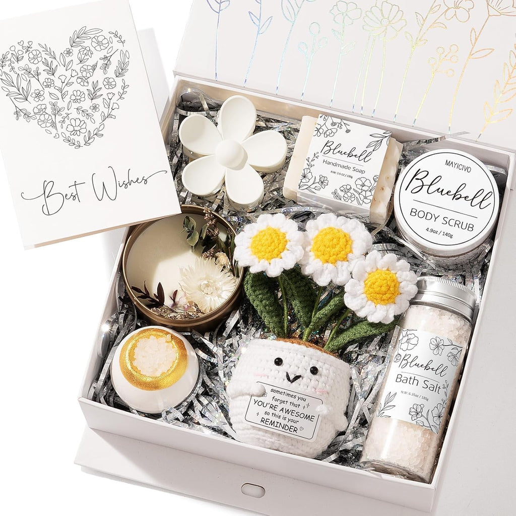 Spa Gifts for Women Bath Gift Set, Bluebell Spa Gift Baskets Home Bath Set Self Care Kit Care Package Thank You Birthday Mothers Day Easter Gifts for Women Her Mom Best Friends Sister Teen Girl Wife