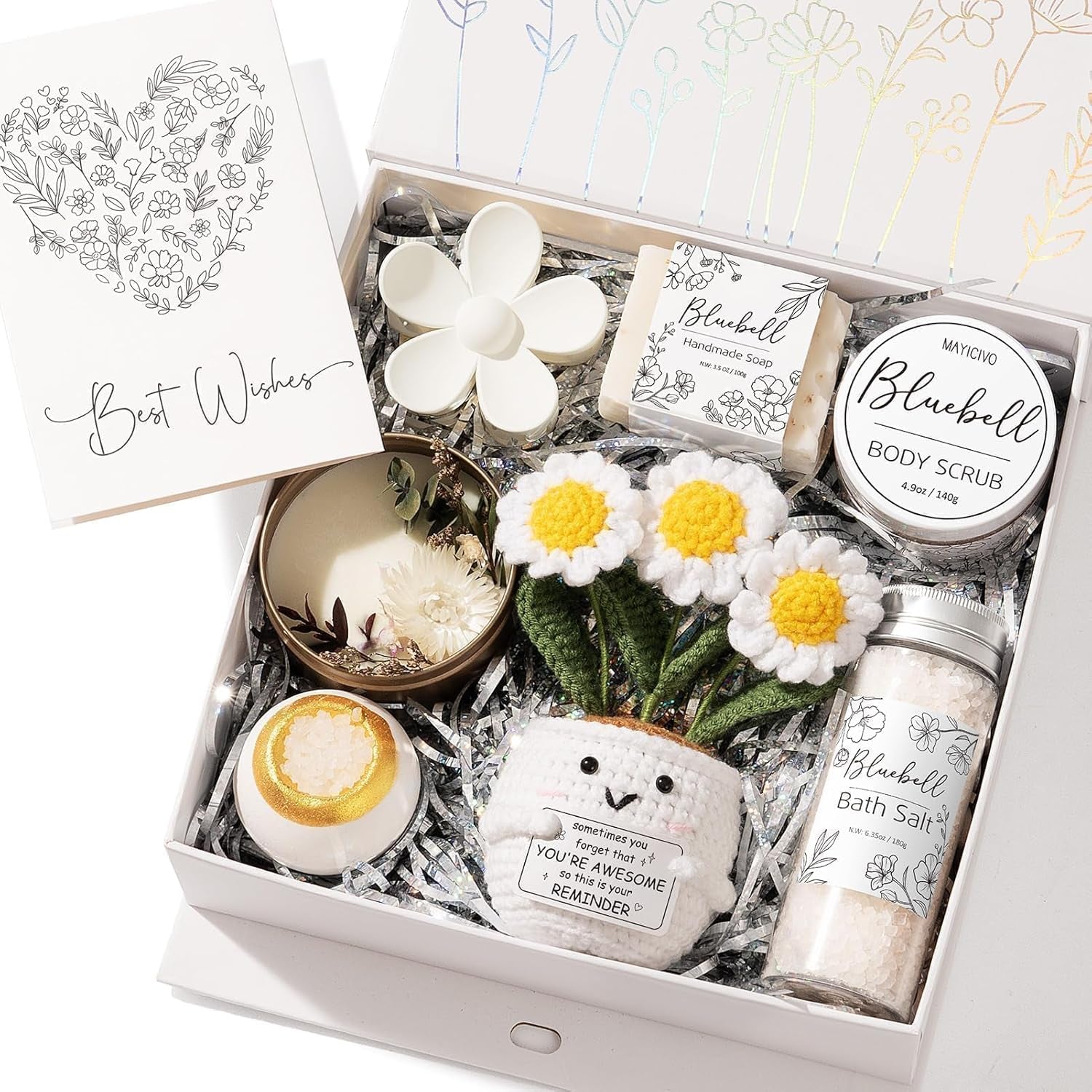 Spa Gifts for Women Bath Gift Set, Bluebell Spa Gift Baskets Home Bath Set Self Care Kit Care Package Thank You Birthday Mothers Day Easter Gifts for Women Her Mom Best Friends Sister Teen Girl Wife
