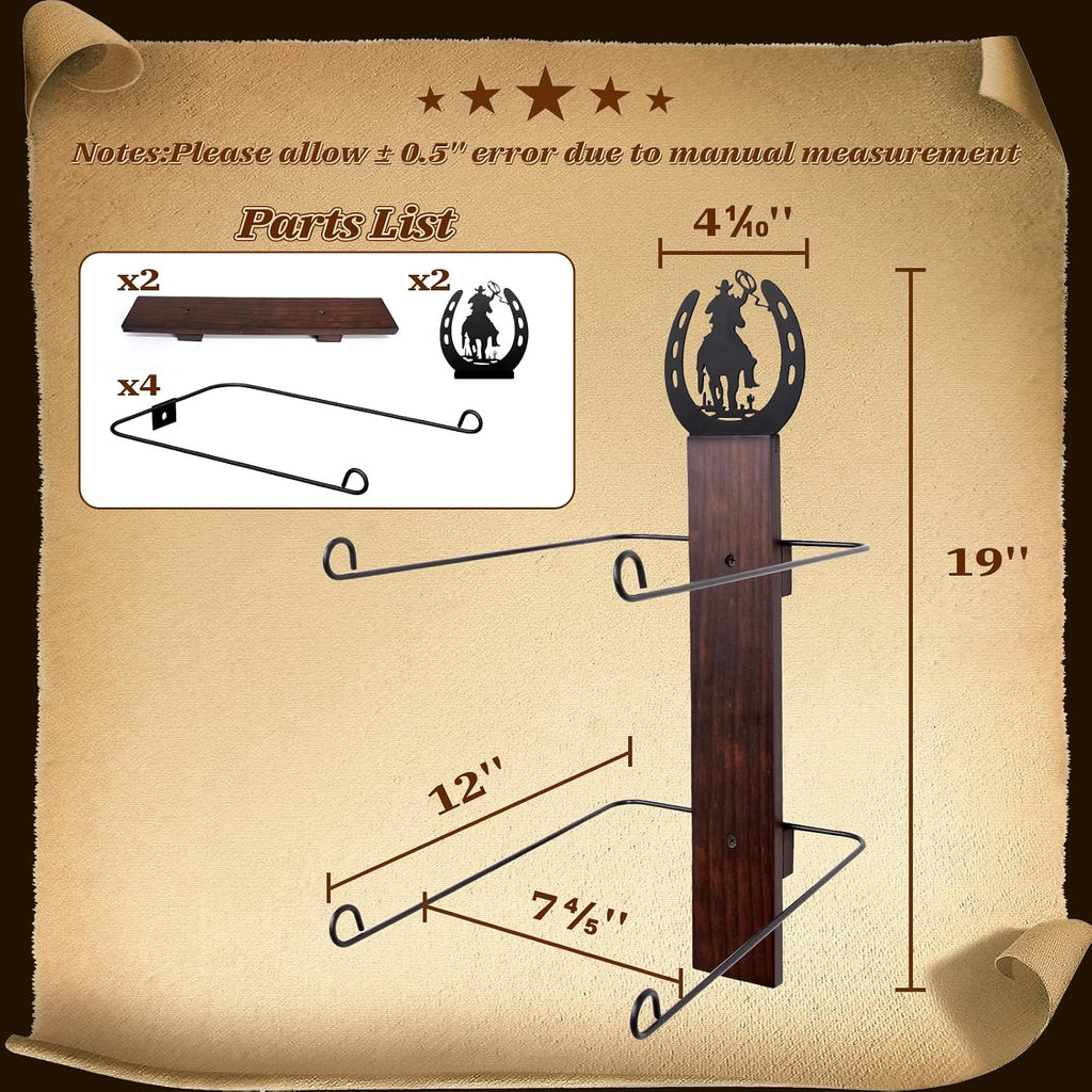 Cowboy Hat Rack for Wall, Rustic Western Hat Holder, Western Style Hat Organizer Hook for Home, Entryway, Ranch, or Cabin Décor