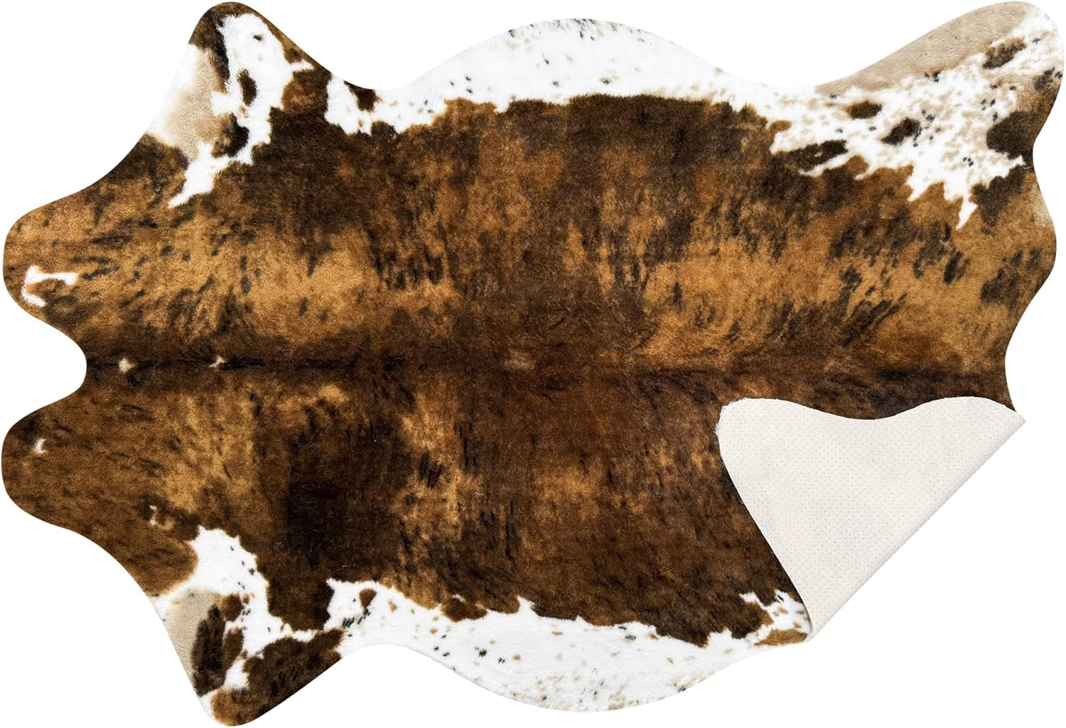 Small Faux Cowhide Rug Cow Carpet Western Home Decor Cow Print Area Rug for Bedroom, Living Room, Kids Room, Table, Office, Brown, Mat, 3.6X2.46 Feet(75X110Cm)