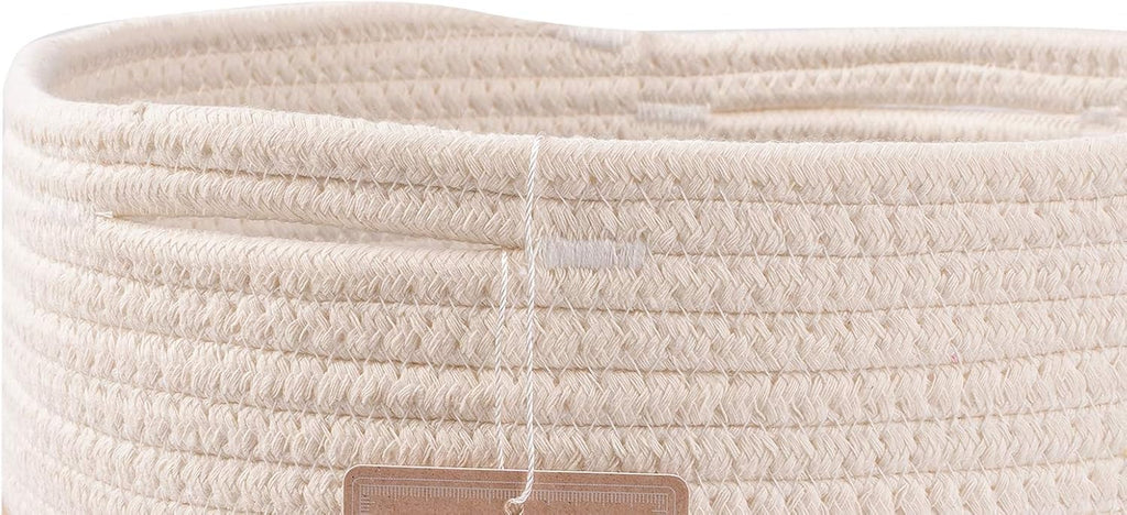 Cube Storage Baksets Bins 11X11’’ Fit 12X12’’ Organizer Bookcases Shelving,Stylish&Durable Woven Cotton Basket Containers for Organizing 3-Pack off White/Mixed Camel