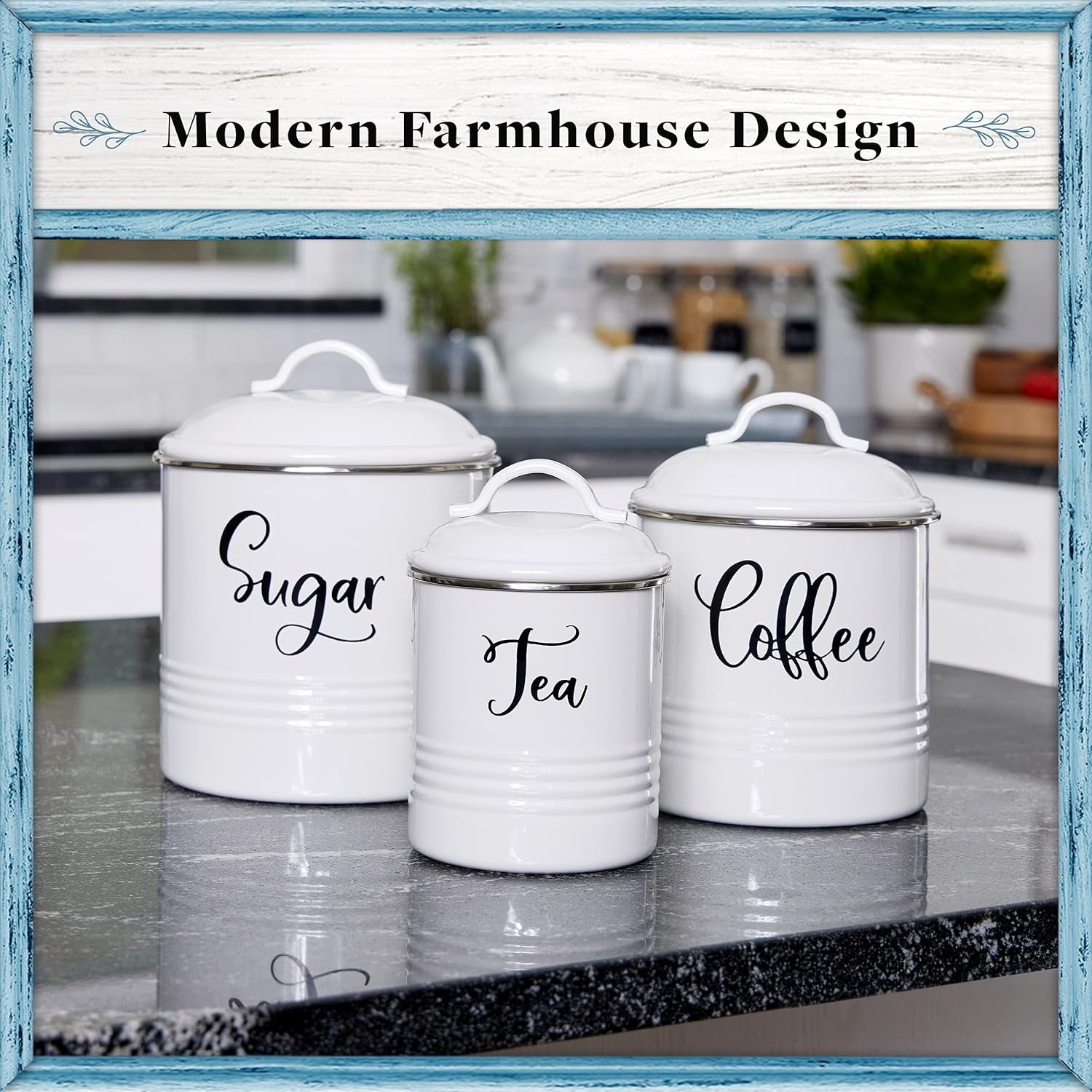 Food Storage Containers Set with Lids, Farmhouse Home Kitchen Decor Rustic Vintage Canisters