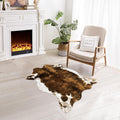 Small Faux Cowhide Rug Cow Carpet Western Home Decor Cow Print Area Rug for Bedroom, Living Room, Kids Room, Table, Office, Brown, Mat, 3.6X2.46 Feet(75X110Cm)