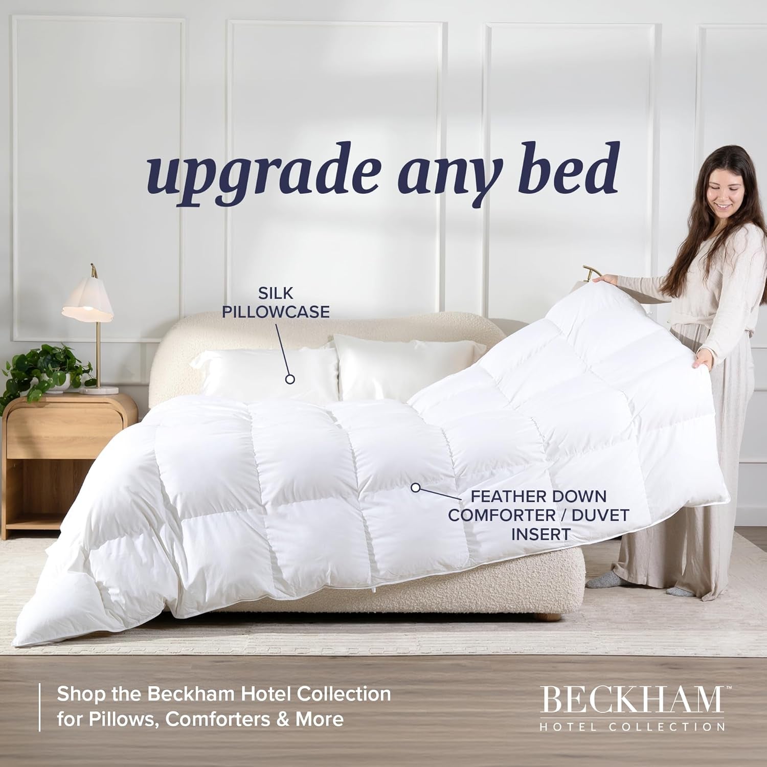 Beckham Hotel Collection Silk Pillow Case with Zipper, 100% Mulberry Silk Pillowcase for Hair & Skin, 22 Momme 6A Grade, Oeko-Tex Certified, 1PC, Queen, Ivory