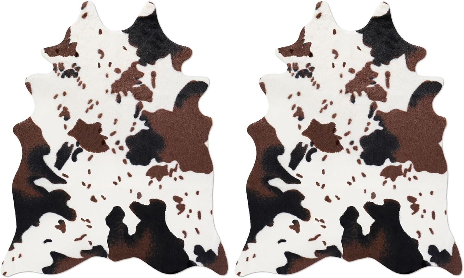 2 Pack Mini Faux Cowhide Rug Western Animal Print Rug Farmhouse Rustic Home Decor, Western Centerpieces for Tables, Kids Room, Cowboy Party, 19.3" W X 23.6" L