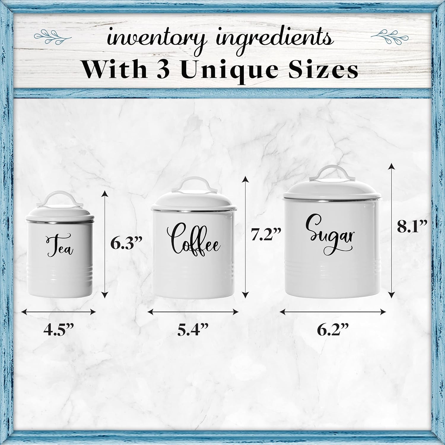 Food Storage Containers Set with Lids, Farmhouse Home Kitchen Decor Rustic Vintage Canisters