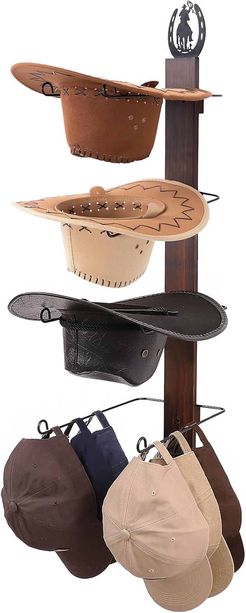Cowboy Hat Rack for Wall, Rustic Western Hat Holder, Western Style Hat Organizer Hook for Home, Entryway, Ranch, or Cabin Décor