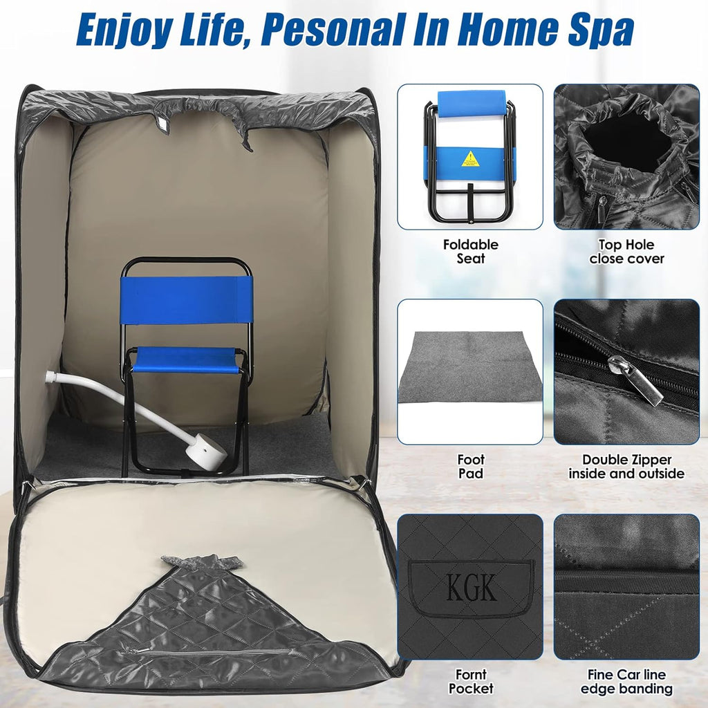 Portable Steam Sauna Full Body for Home Spa,Portable Sauna with Steamer 3L Personal Sauna at Home for Detox,Relaxation,Sports & Sweat Fast Heating Home Saunas with Remote Control,Fogger Option