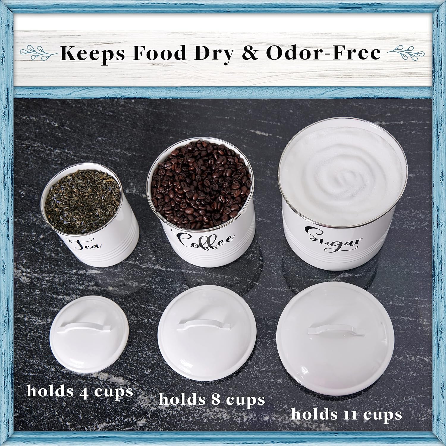 Food Storage Containers Set with Lids, Farmhouse Home Kitchen Decor Rustic Vintage Canisters