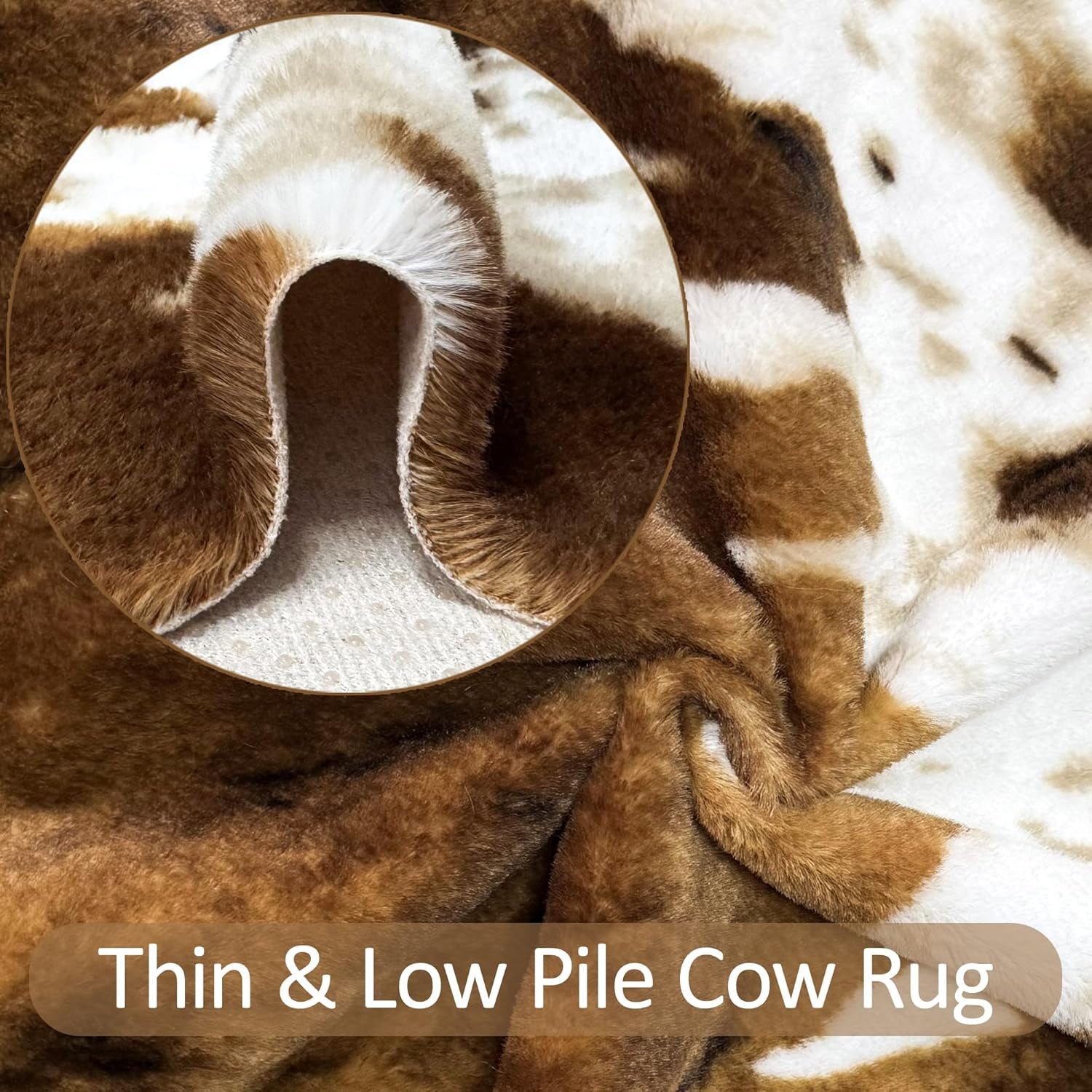 Small Faux Cowhide Rug Cow Carpet Western Home Decor Cow Print Area Rug for Bedroom, Living Room, Kids Room, Table, Office, Brown, Mat, 3.6X2.46 Feet(75X110Cm)
