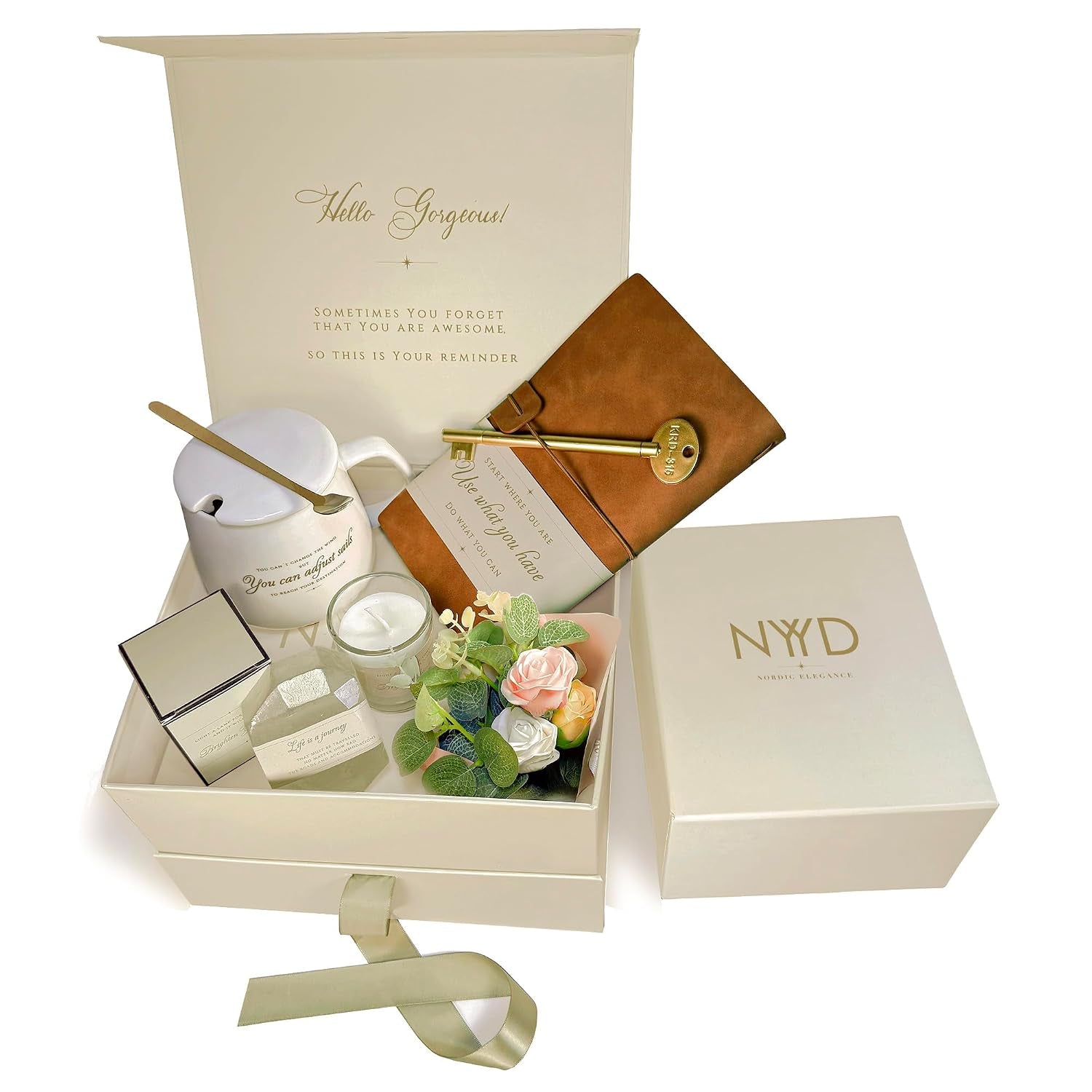 Mother'S Day Gift Box, Self Care Gift Basket for Women, Relaxing Spa Gift Box with Candle, Mug & Flowers, Stress Relief Care Package, Birthday Gift for Her, Thinking of You Gift Set
